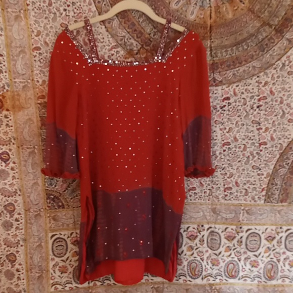 Rust And Purple Tye Dyed Tunic - Picture 3 of 9